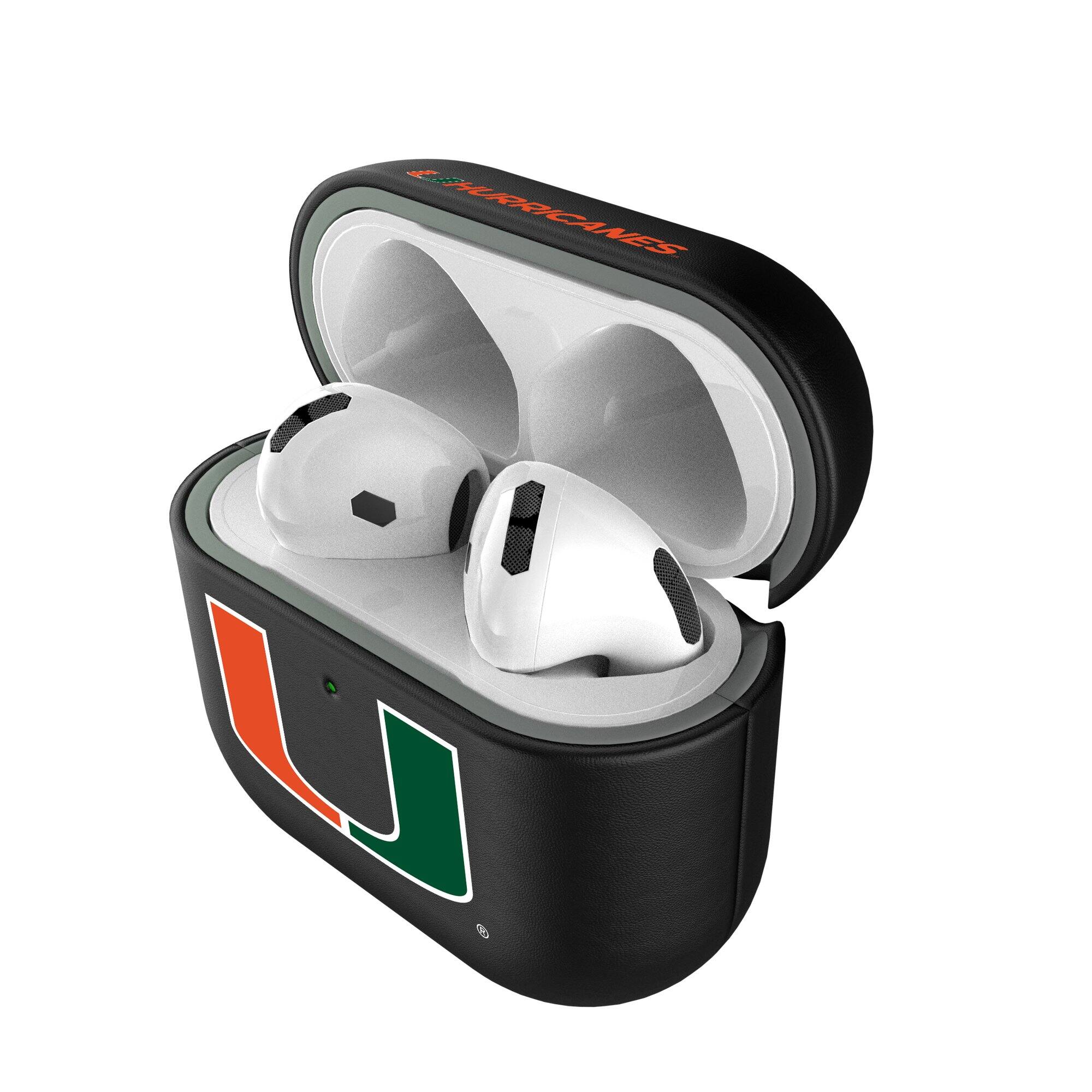Alt View 3. Keyscaper - Miami Hurricanes Miami Hurricanes Insignia AirPods 4th Generation Case Cover - No Size - Black.