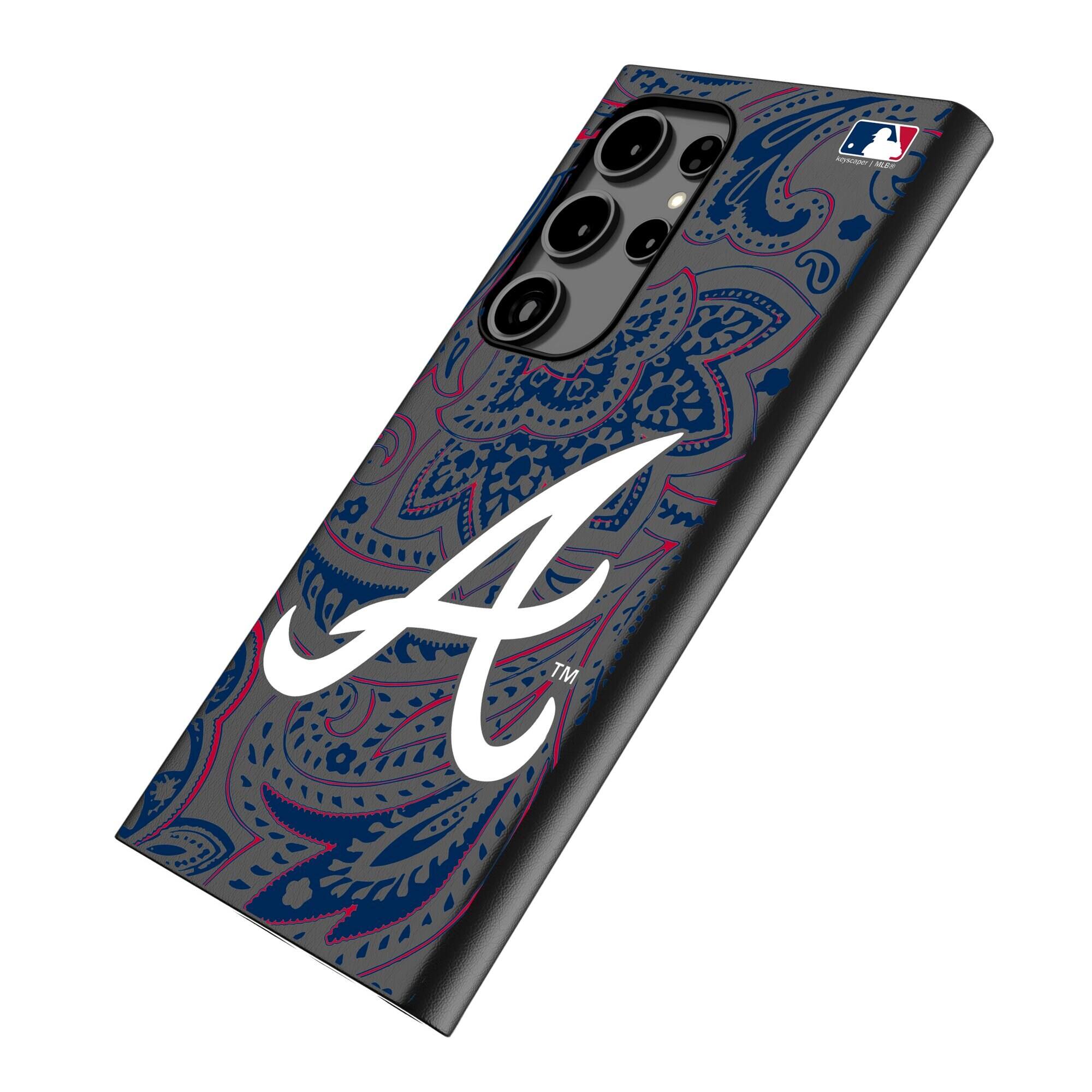 Alt View 1. Keyscaper - Atlanta Braves Paisley Galaxy Magnetic Bump Case - S25 - Black.