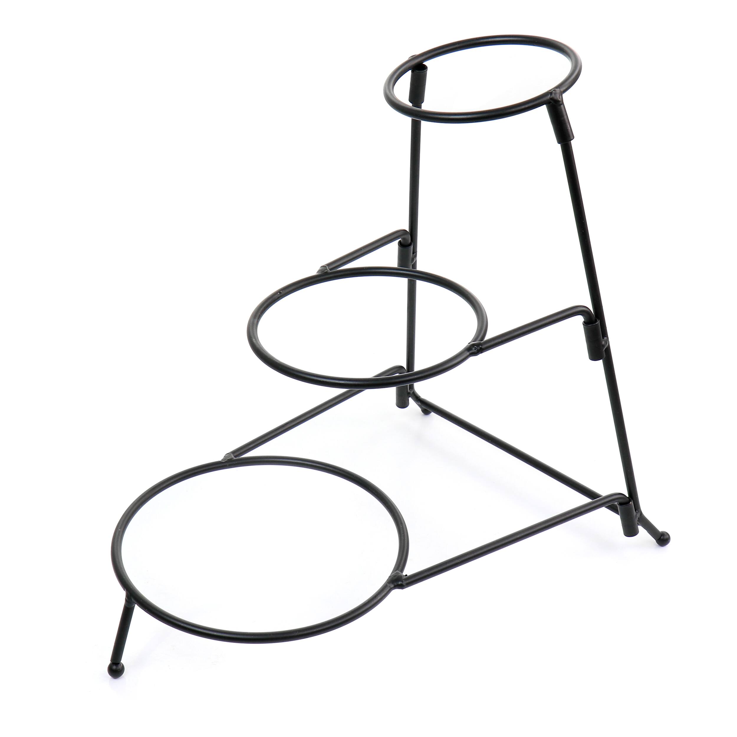 Alt View 3. Gibson - Gibson Home Crenshaw 4 Piece Hand Painted Stoneware 3-Tier Serving Bowl Set with Metal Rack - Multi.