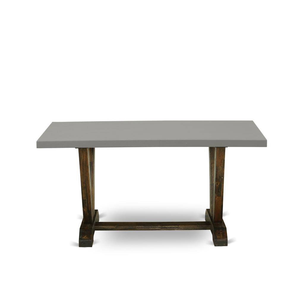 Front. East West Furniture - Dining Table Distressed Jacobean & Cement - Brown.