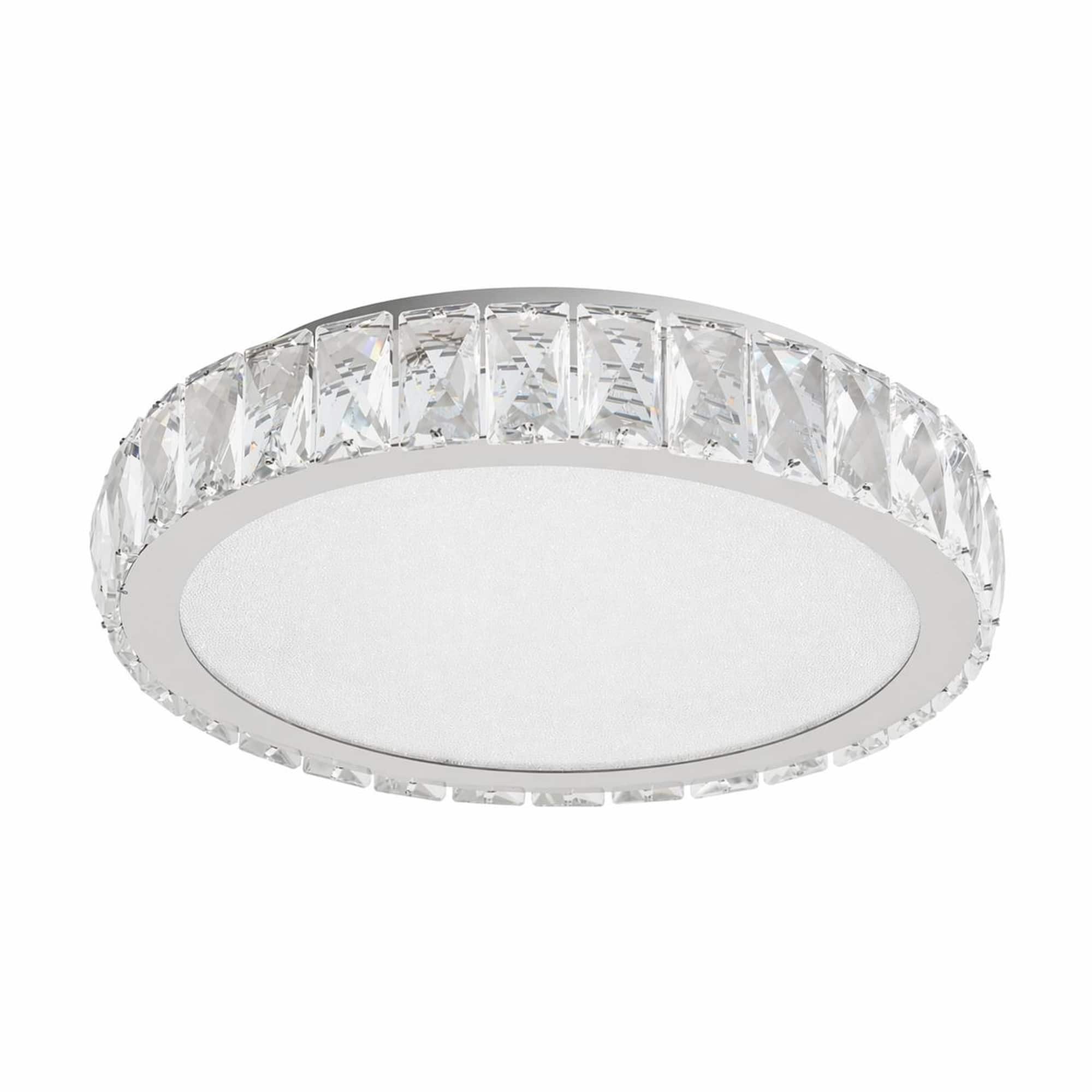 RYHNUYNE - Crystal LED Flush Mount Ceiling Light 13.8 Inch, 38W Dimmable Modern Fixture with 3 Color Modes, Energy-Saving