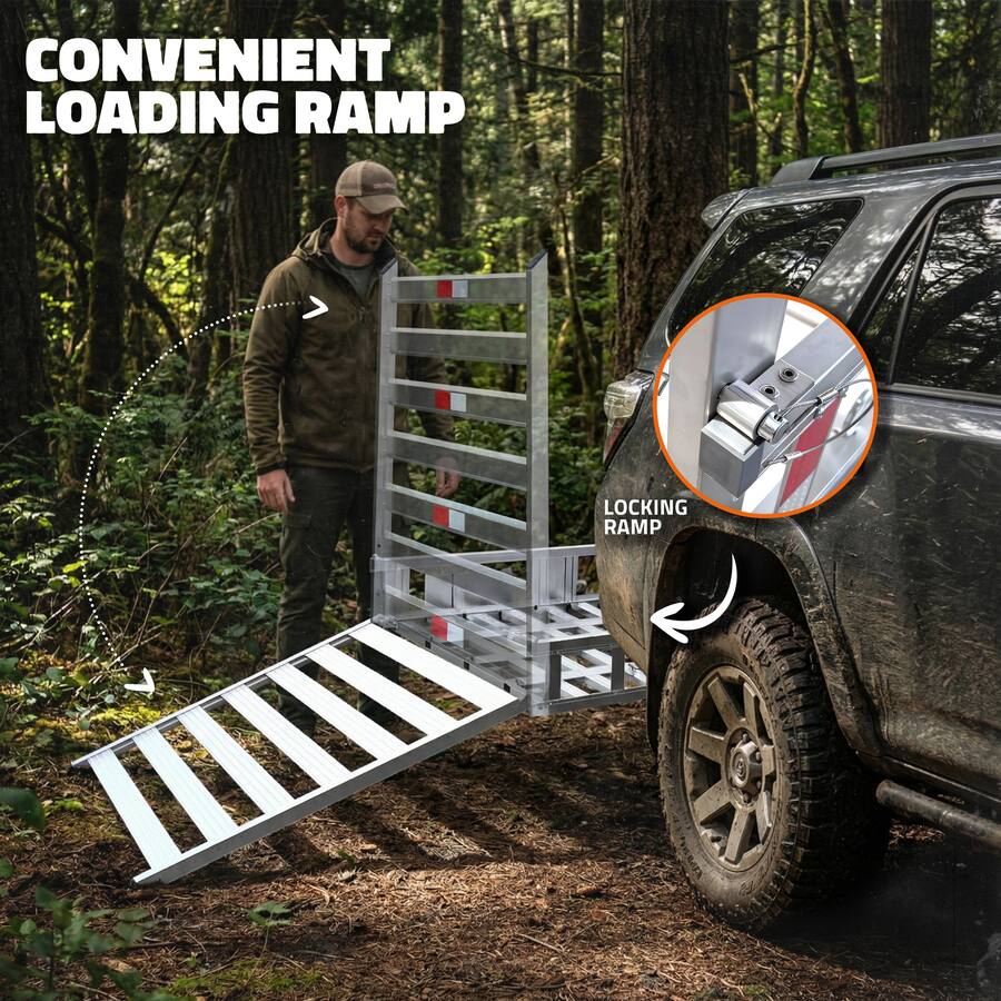 Mockins 50 in. x 29 in. x 8 in. Aluminum Trailer Hitch Cargo Carrier ...
