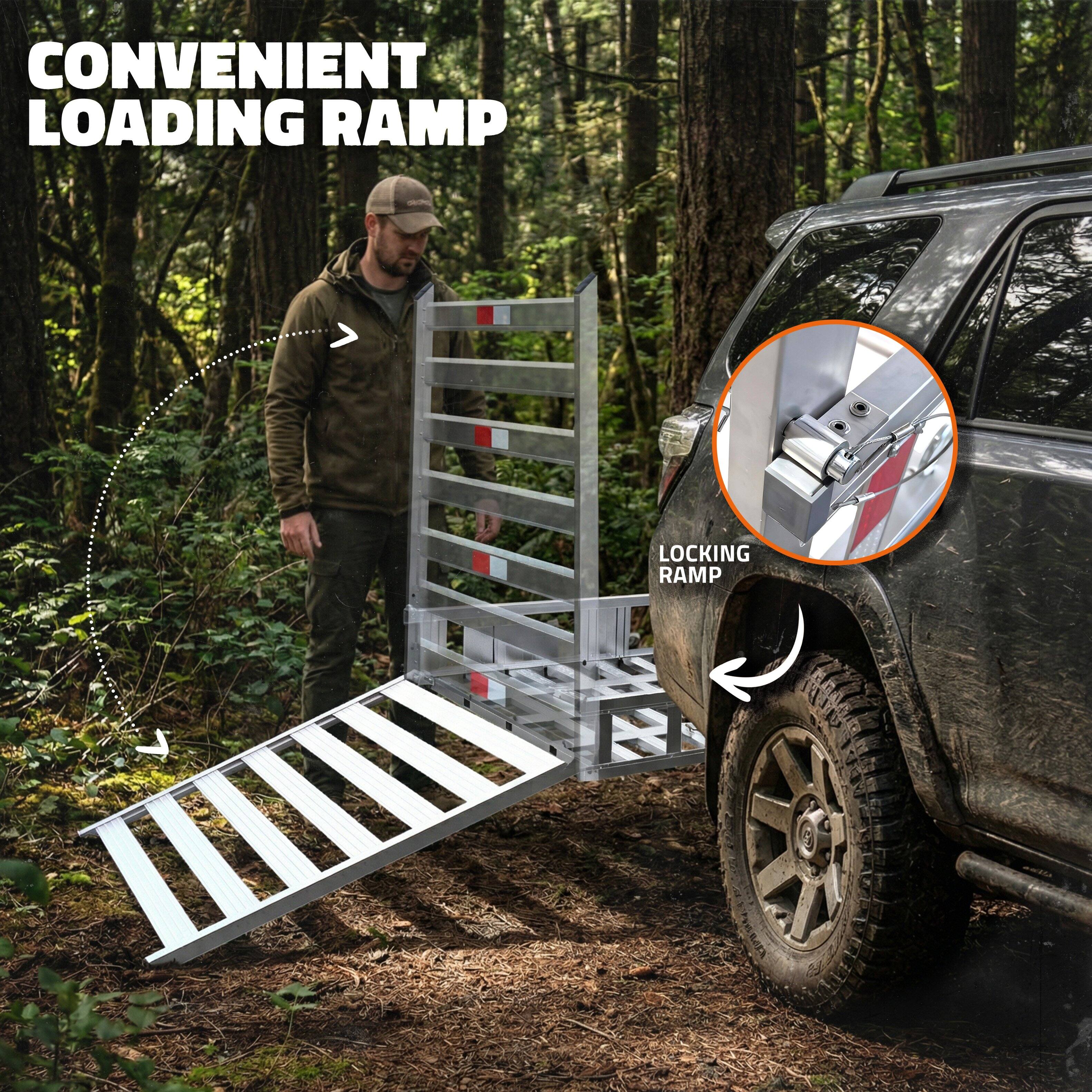CONVENIENT LOADING RAMP  
LOCKING RAMP