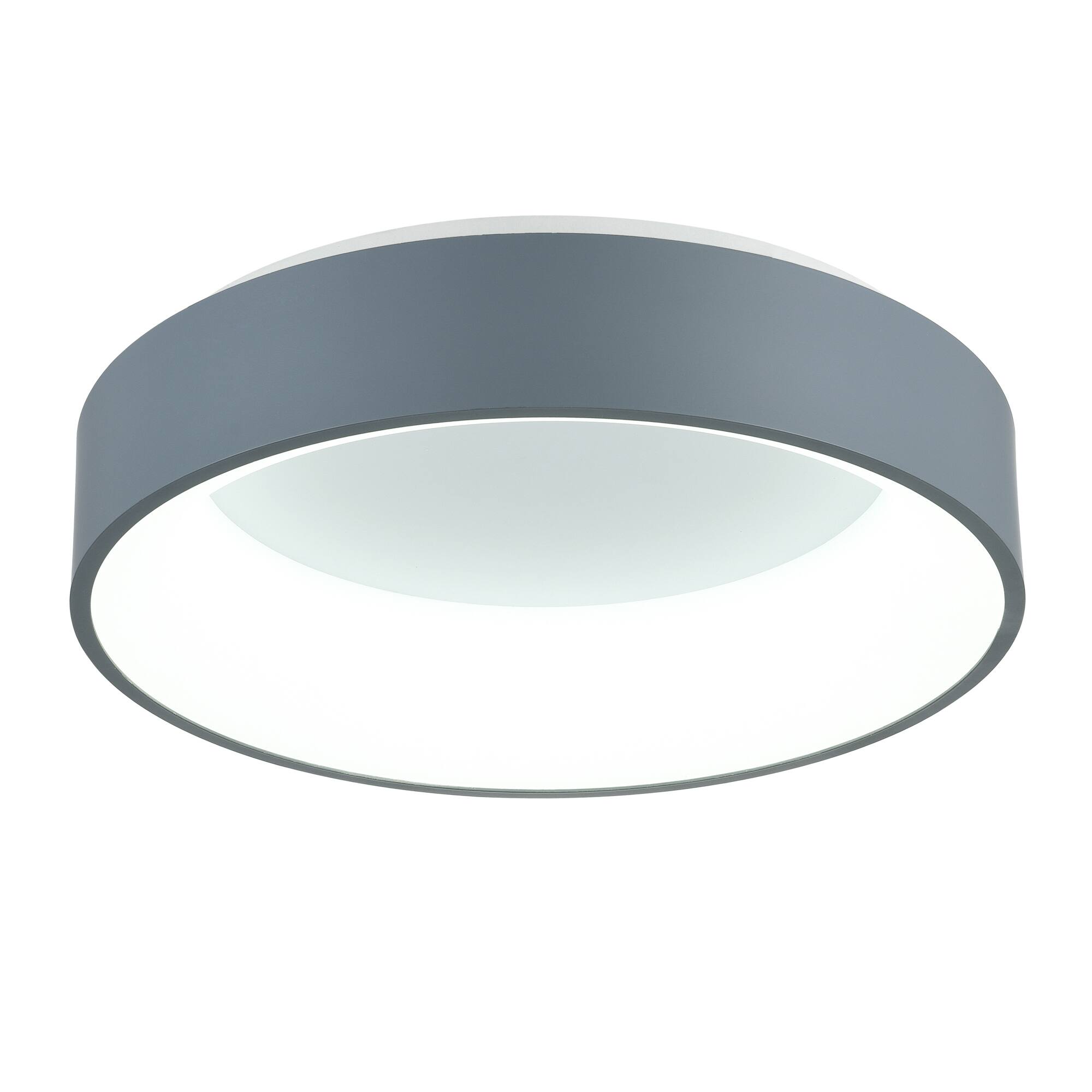 Left. CWI Lighting - Arenal LED Drum Shade Flush Mount With Gray & White Finish - Gray.
