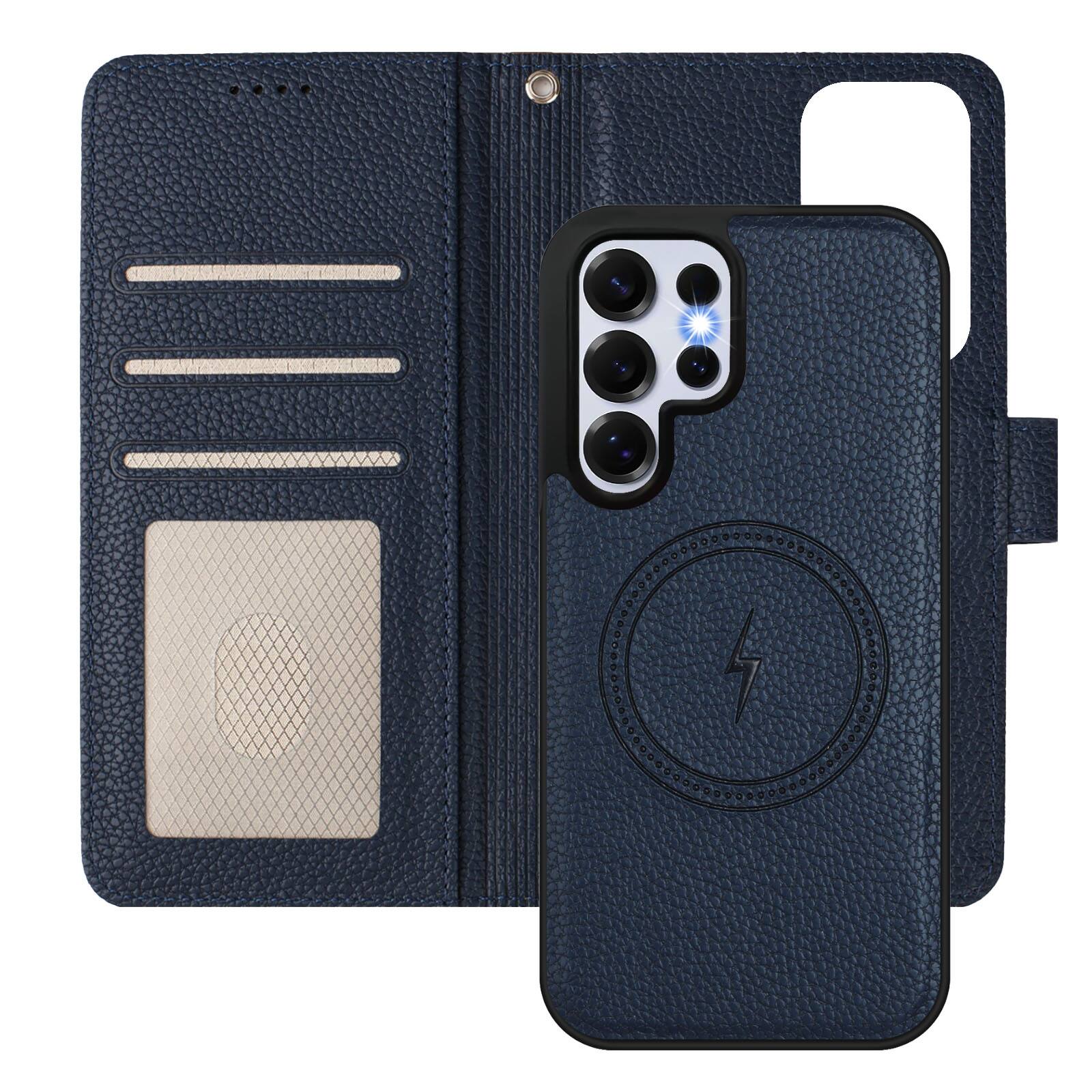 Alt View 2. Dteck - Magnetic Detachable 2-in-1 Wallet Case for Samsung Galaxy S25 Ultra,PU Leather Flip Cover with Card Slots & Wrist Strap - Brown.