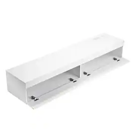VEVOR - Floating TV Stand, 71 in Wall Mount Entertainment Center with Power Outlet & LED Lights, Modern Floating TV Shelf - White