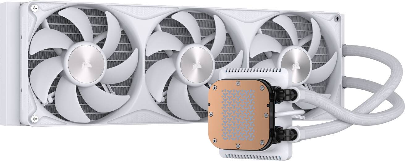 Back. CORSAIR - NAUTILUS II 360 RS LCD Liquid CPU Cooler – 3.5" IPS LCD – FlowDrive 2S Pump – RS II Unified Frame Fans – 360mm Radiator - White.