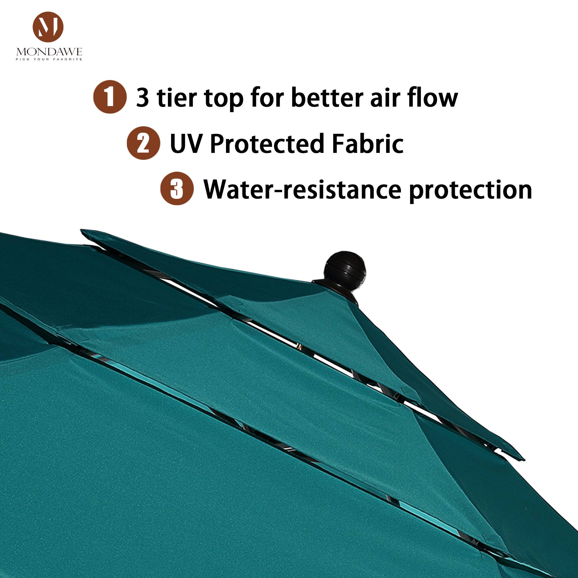 1. 3 tier top for better air flow  
2. UV Protected Fabric  
3. Water-resistance protection