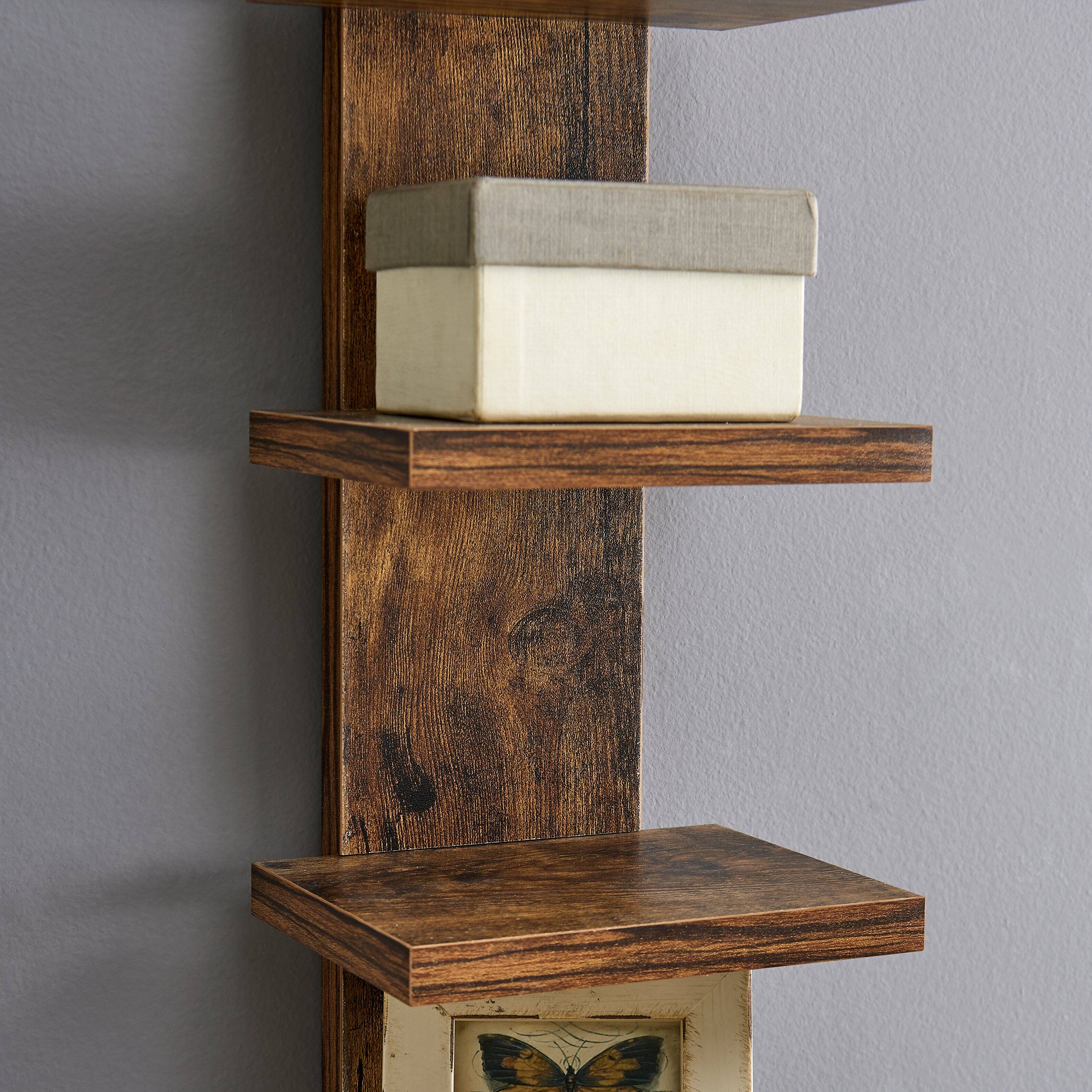 Back. Danya B - Utility Column Spine Wall Shelves - Pine - Brown.