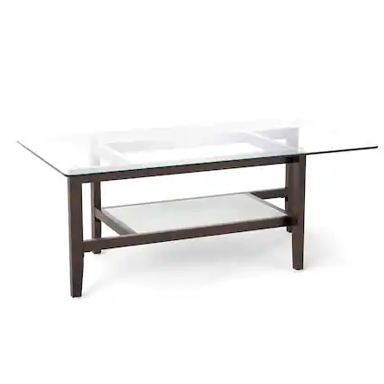 Front. Costway - Costway 24" Square Side Table with Extra Storage Shelf Home for Living Room Study Office - Transparent,Brown.