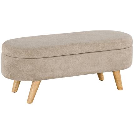 Front. Homcom - Ottoman Bench, 43.3" Upholstered End of Bed Bench with Wood Legs - Beige.