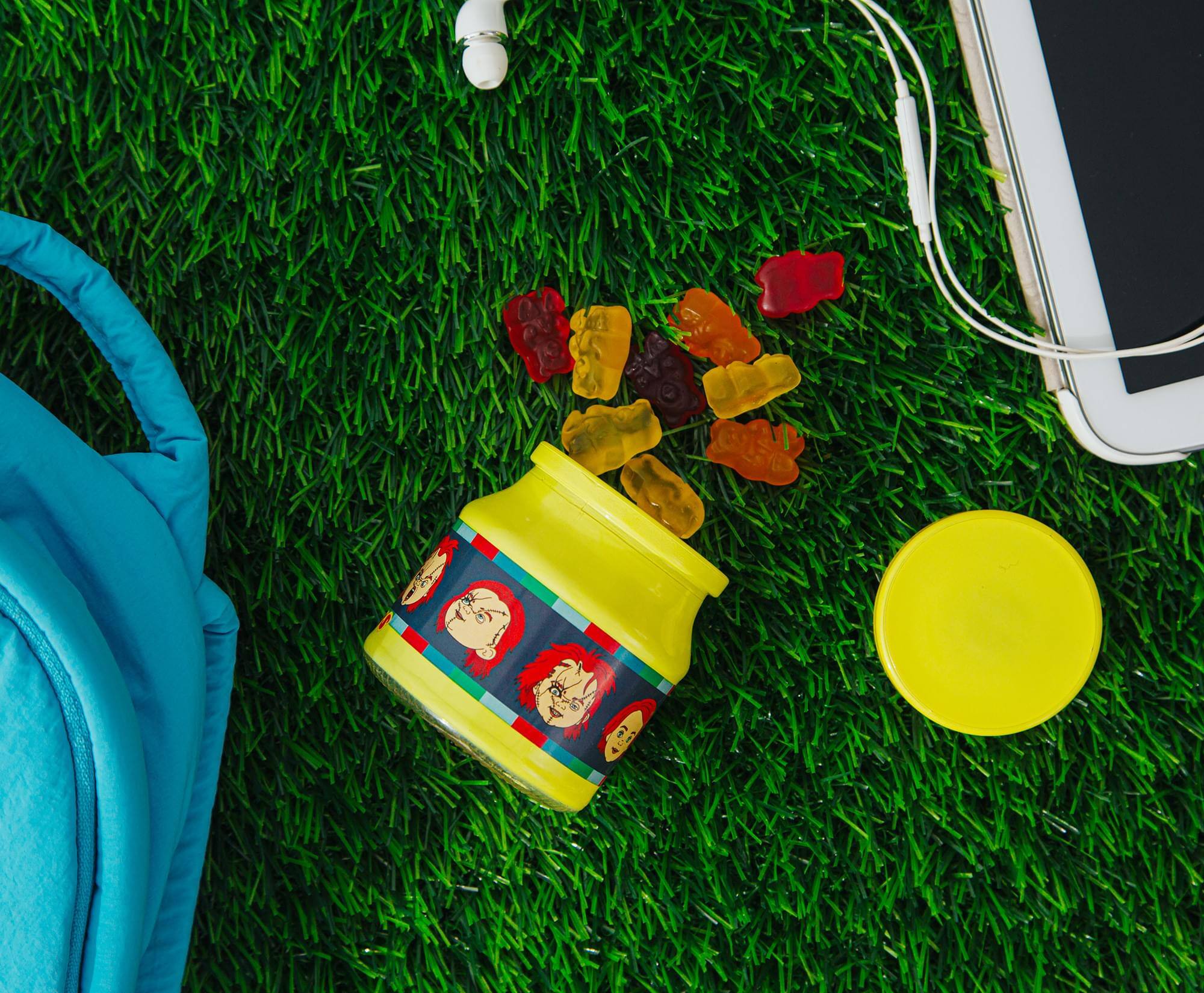 Alt View 2. Silver Buffalo - Child's Play Chucky Expressions Glass Storage Jar With Lid | Holds 5 Ounces - White.