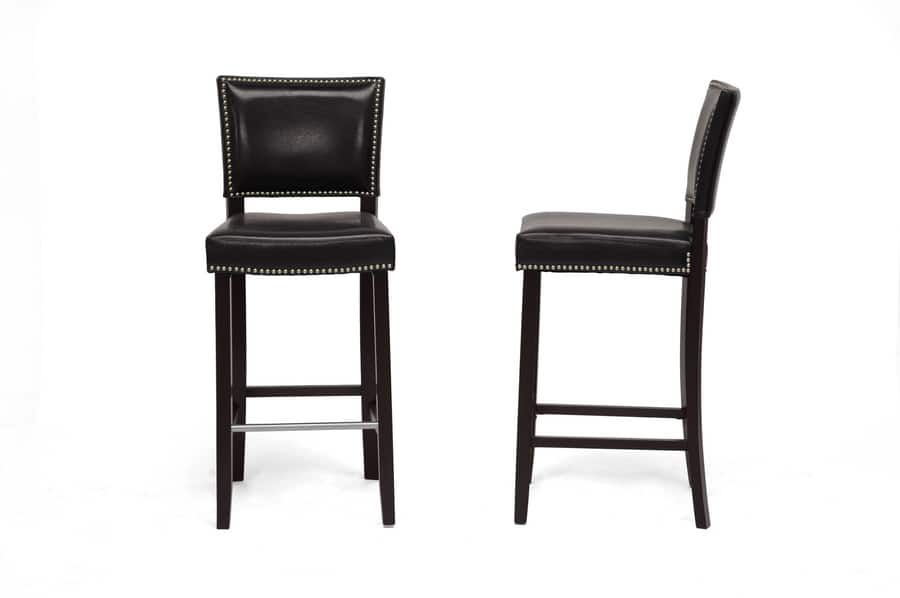 Baxton Studio - Aries Modern Bar Stool With Nail Head Trim - Black price history on PriceWatchPro