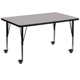 Emma + Oliver - Mobile 36x72 Rectangle Laminate Preschool Activity Table - Gray