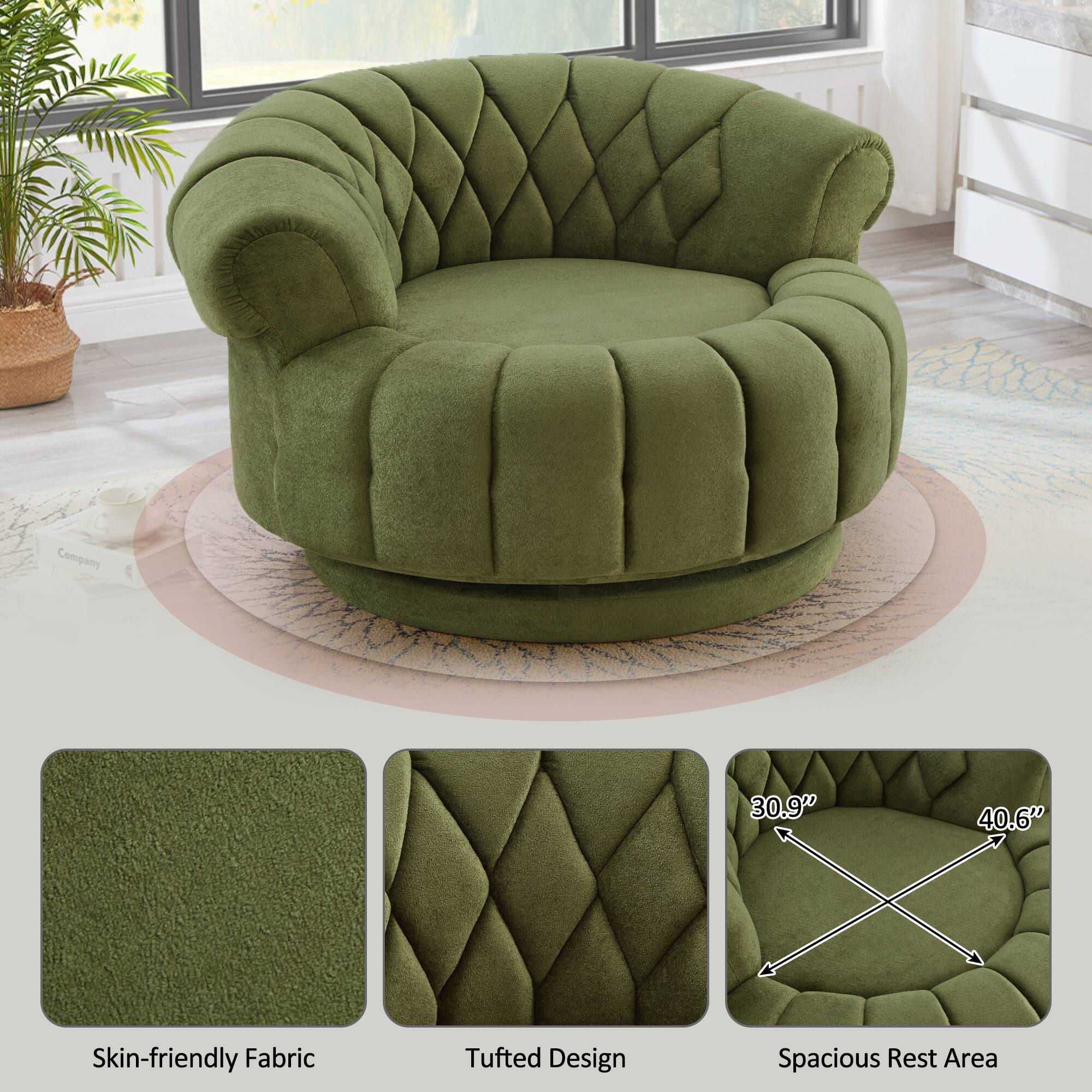 Company  
30.9" 40.6"  
Skin-friendly Fabric  
Tufted Design  
Spacious Rest Area