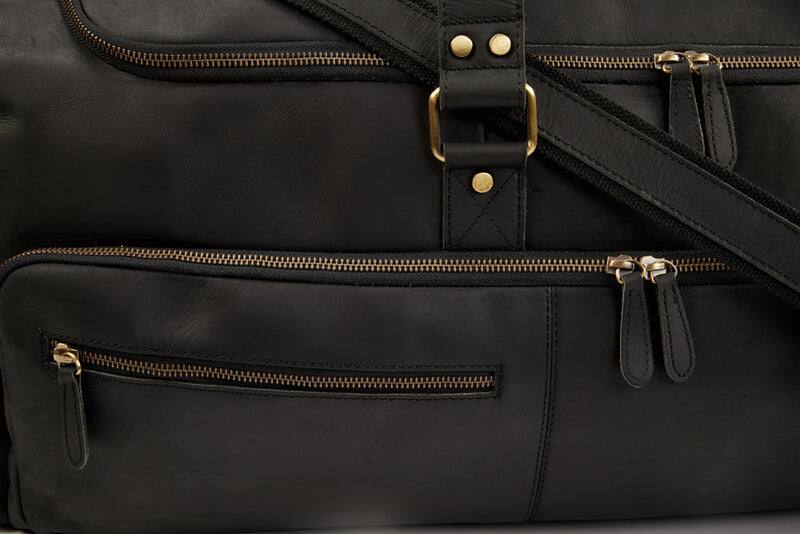 Alt View 7. Luxorro - Leather Duffel Bag For men. 30 Inch - Black.