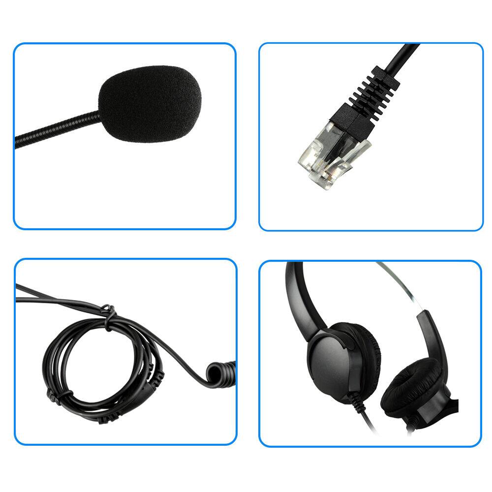 Alt View 8. AGPtek - Call Center Noise Cancelling Corded Binaural Hands-free Headset Headphone With Microphone - Black.