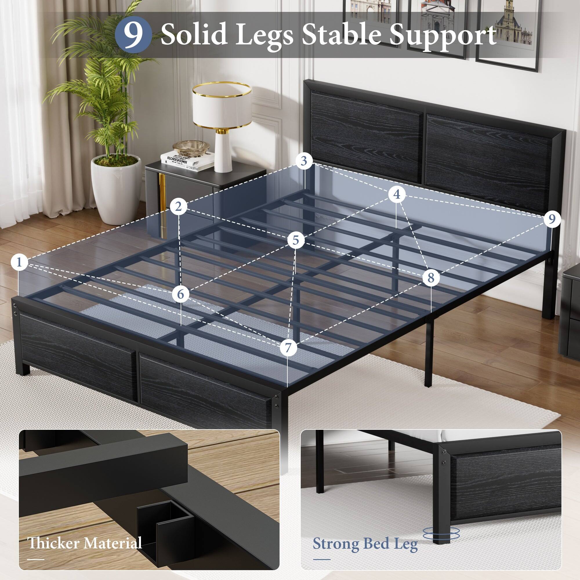 9 Solid Legs Stable Support  
Thicker Material  
Strong Bed Leg
