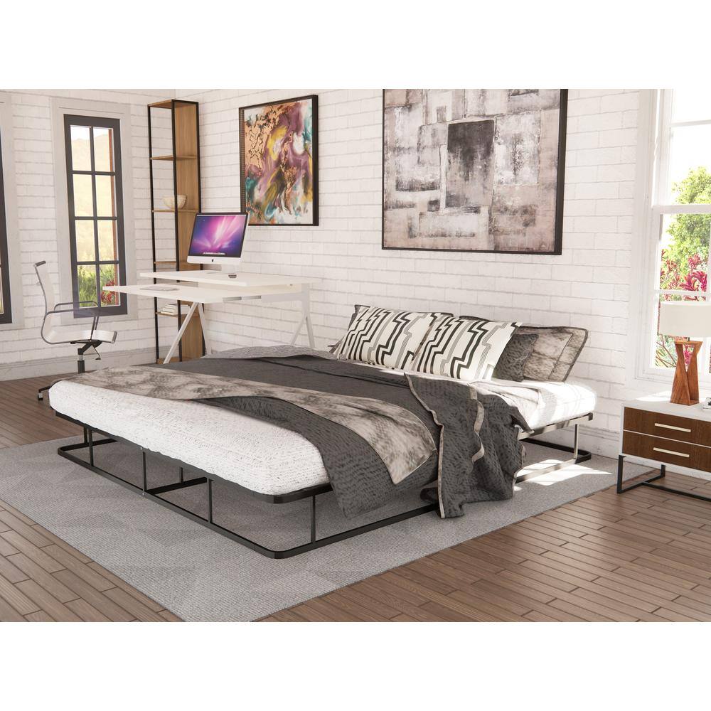 Alt View 2. East West Furniture - DHKBBLK Dothan Metal King Bed Frame with Magnificent Design Headboard and Footboard - Premium Metal Frame in Powder - Black.