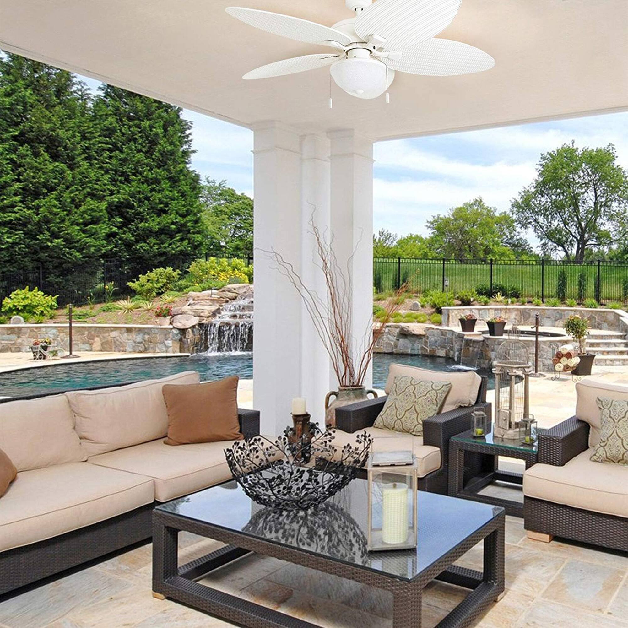 Alt View 7. Honeywell - Honeywell Inland Breeze 52" Tropical Indoor Outdoor Ceiling Fan w/ Light, White - White.