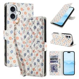 Dteck - Floral Wallet Case for Apple iPhone 17 with Card Slots Wrist Strap, Premium PU Leather Shockproof Protective Flip Cover - B