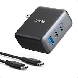 Anker - Nano 100W USB-C Charger, 3-Port Fast Compact GaN Charger - Black