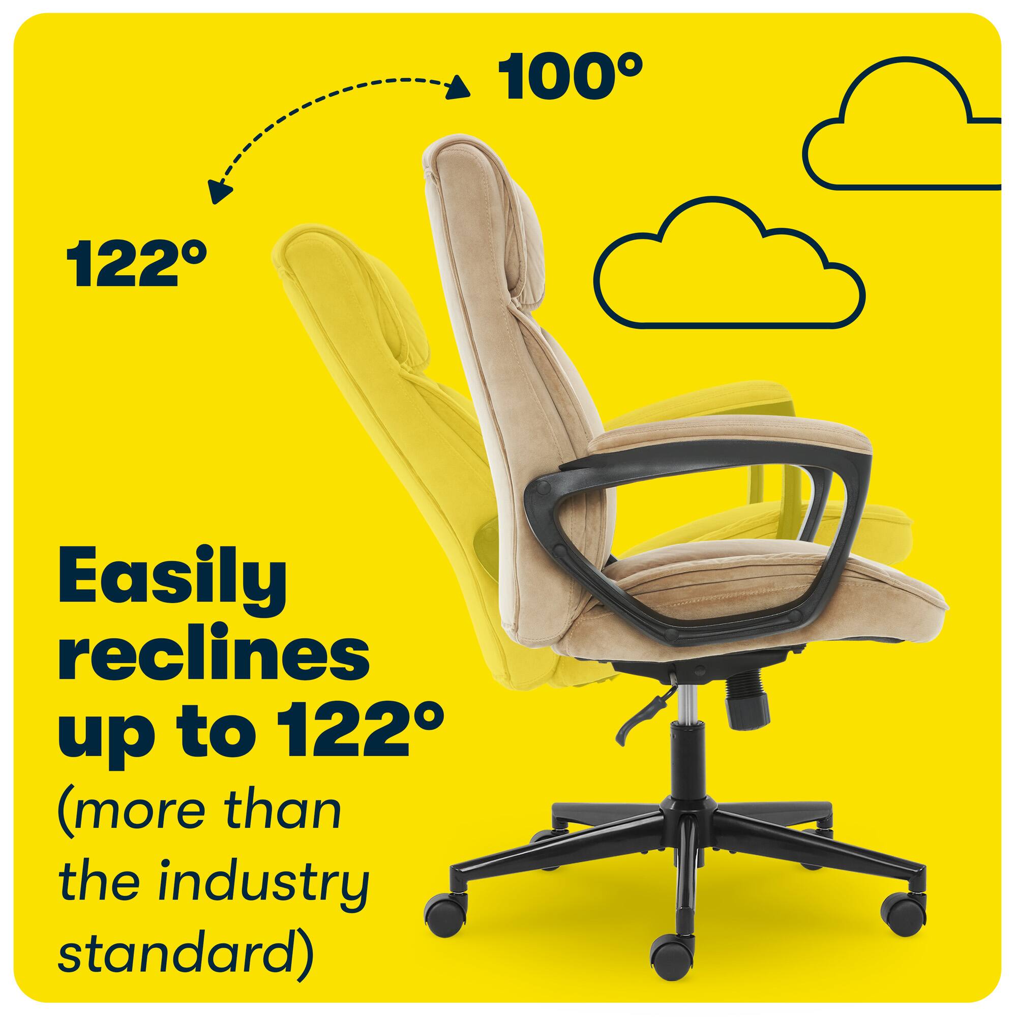 Alt View 16. Serta - Ergonomic Executive Office Chair with Lumbar Support Headrest Pillow Padded Armrests Swivel Soft Microfiber Fabric - Soft Plush - Beige.