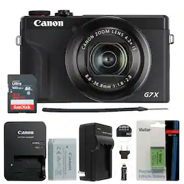 Canon - Powershot G7X Mark III, Charger for NB-12L & NB-13L BATTERY, Li-on Battery For NB-13L 1400MAH For PowerShot,32GB SDHC - Black