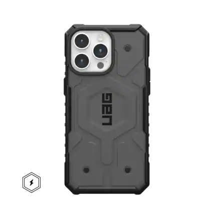 Front. UAG - Pathfinder Series Case with Magsafe for Apple iPhone 15 Pro Max - Silver.