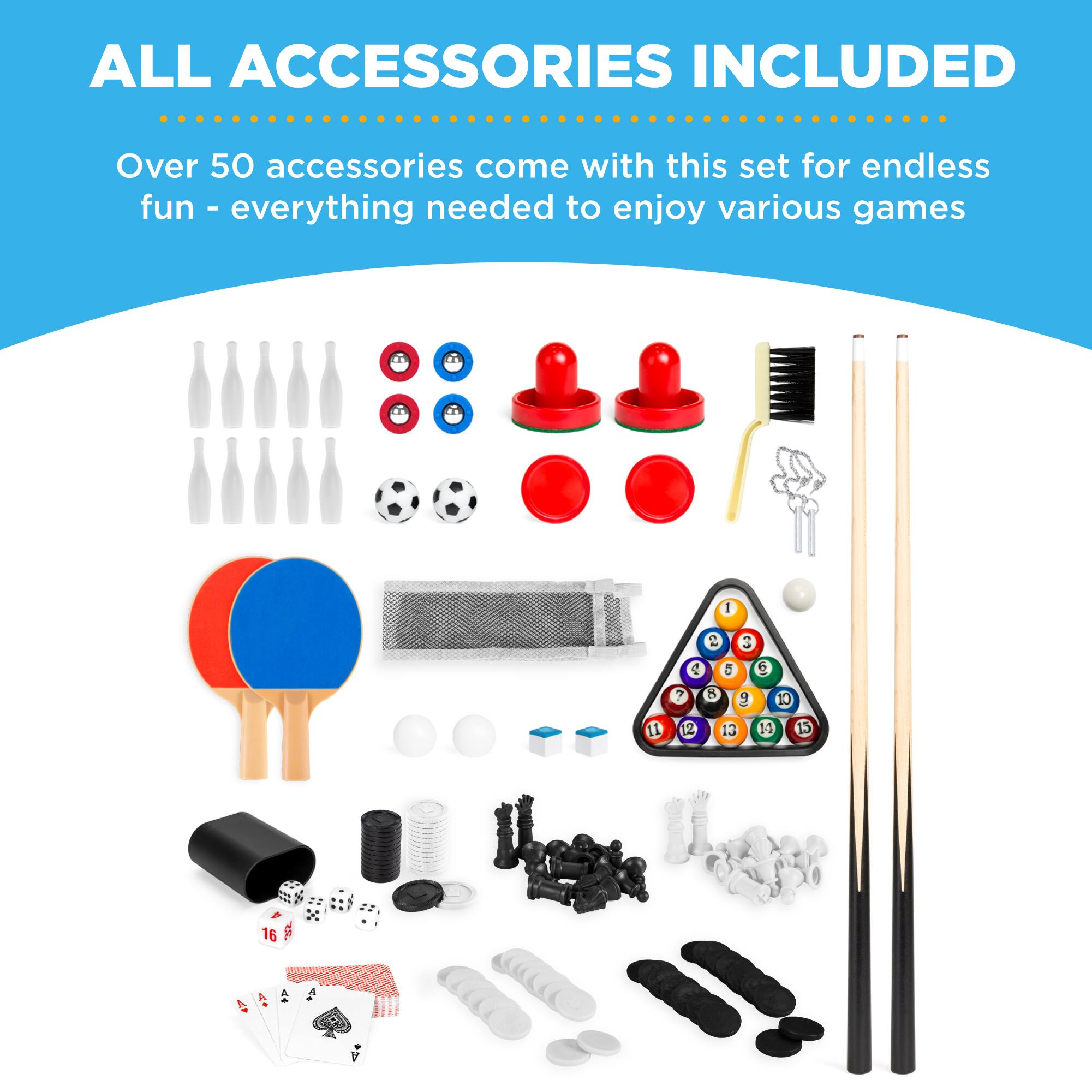 ALL ACCESSORIES INCLUDED  
Over 50 accessories come with this set for endless fun - everything needed to enjoy various games