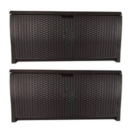 Suncast - 99 Gallon Deck Garden Garage Home Wicker Resin Pool Box, (2 Pack) - Mocha