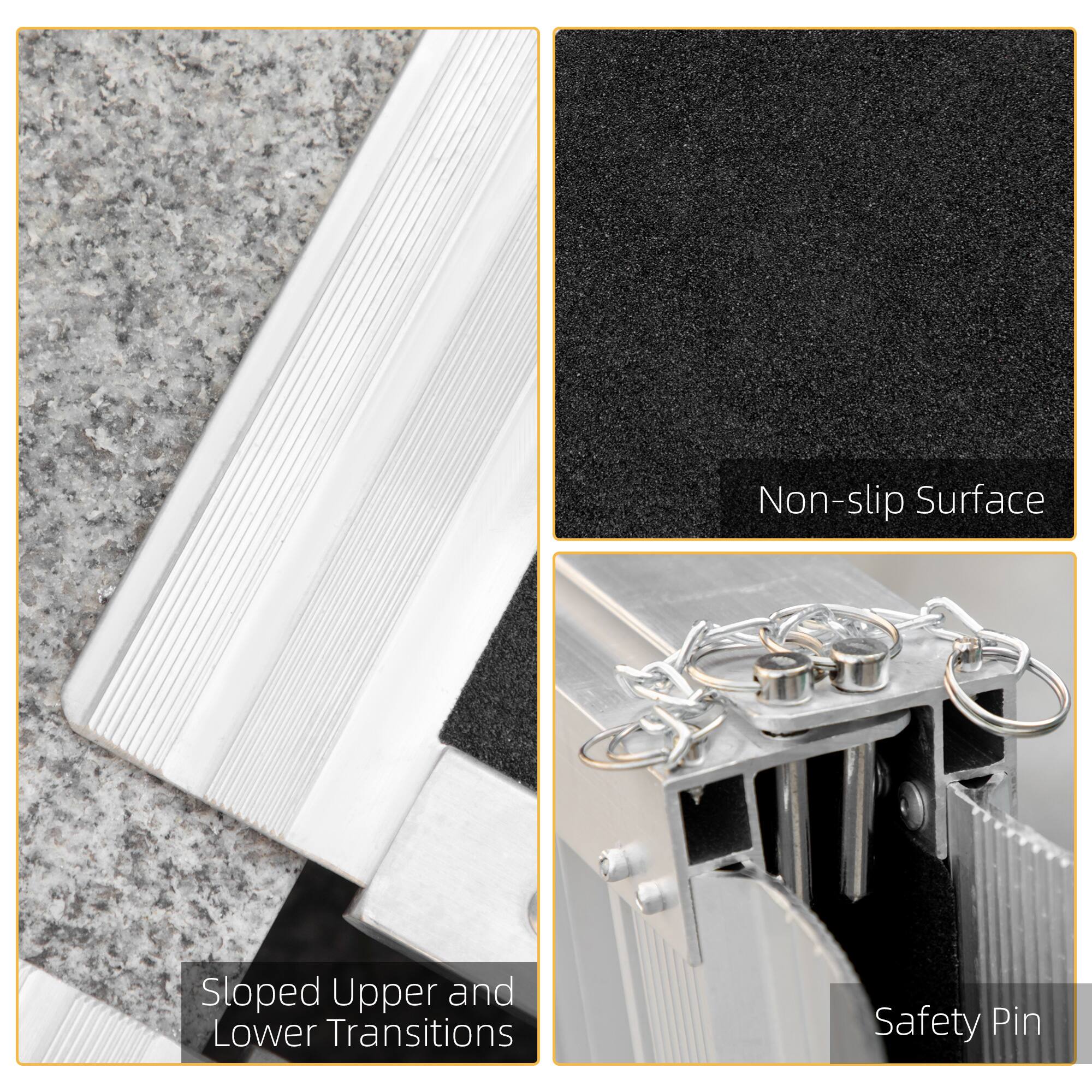 Non-slip Surface, Sloped Upper and Lower Transitions, Safety Pin