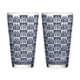 Logo Brands - New York Yankees Two-Pack Gridiron Stained 16oz. Pint Glass Set - Multicolor