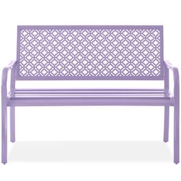 Best Choice Products - Indoor Outdoor Steel Garden Bench w/ Geometric Backrest, Foot Levelers - Lavender