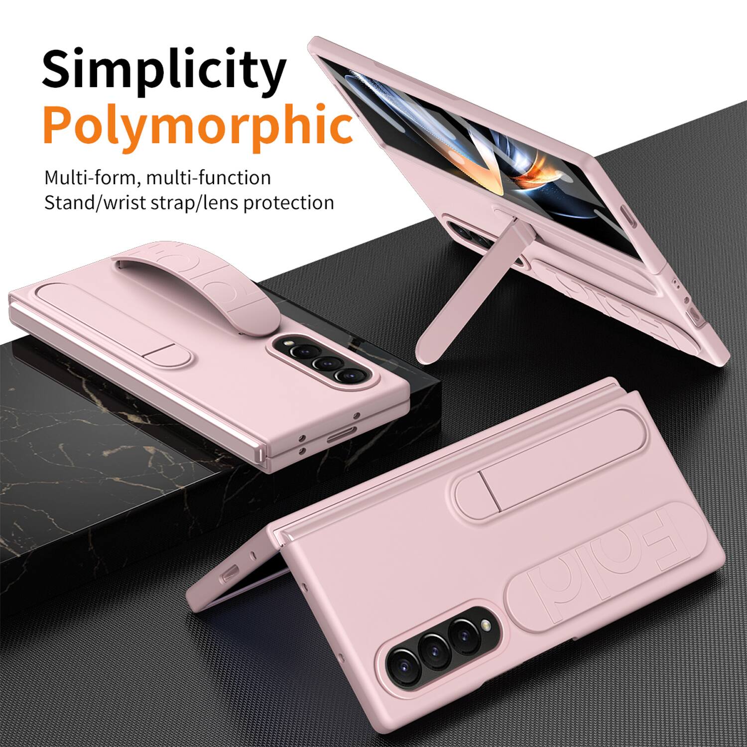 Simplicity  
Polymorphic  
Multi-form, multi-function  
Stand/wrist strap/lens protection