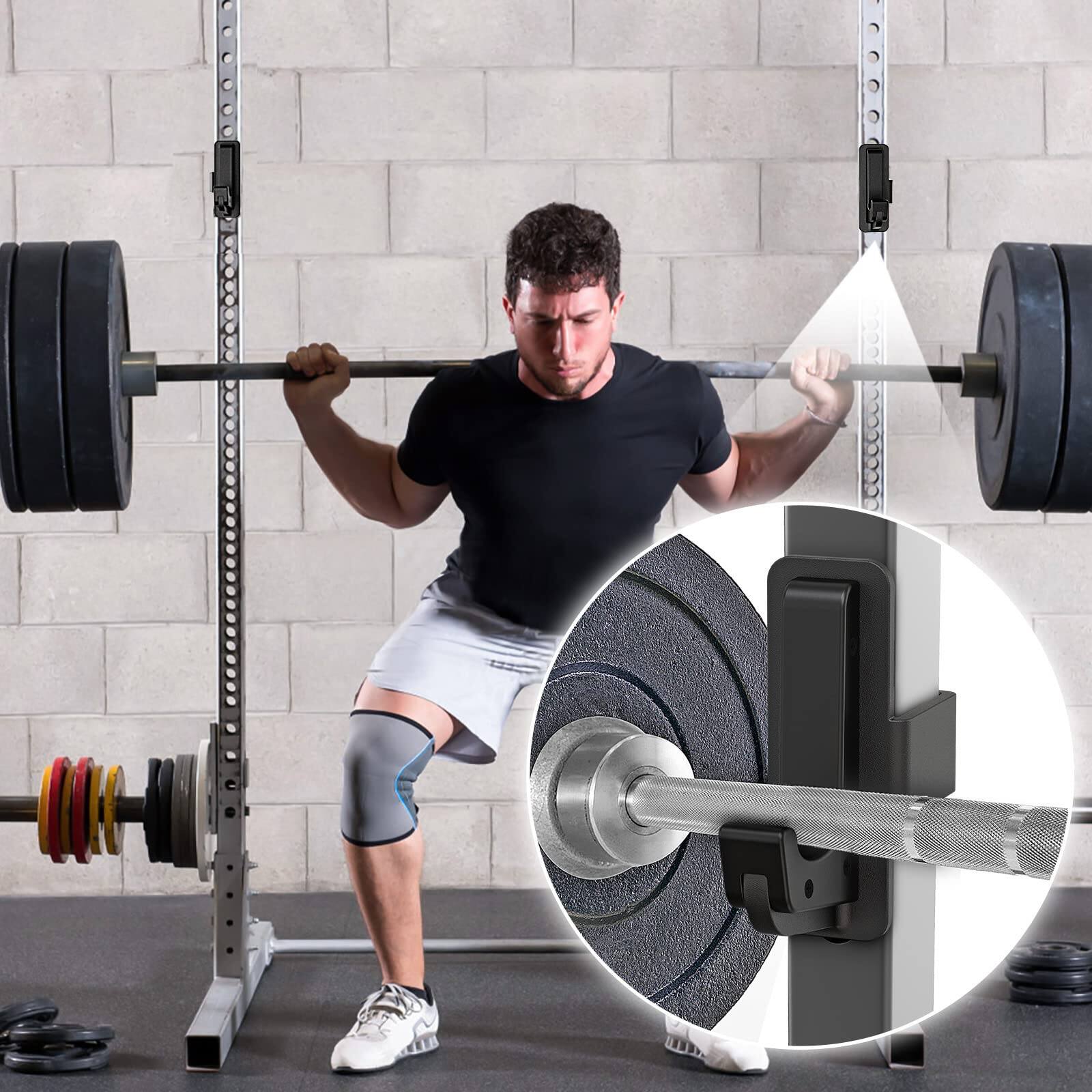 Alt View 2. ThinkLink Electronic - Solid Steel J Hooks For 2 X Or 3 Tube Power Cage With 1 1 2 5 8 Hole Squat Rack Attachment J hook Barbell - MULTI.