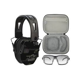 Walkers - Walker's Game Ear Razor Slim Electronic Lightweight Shooting Hunting Range Hearing Protection Muffs Glasses Bundle - Carbon