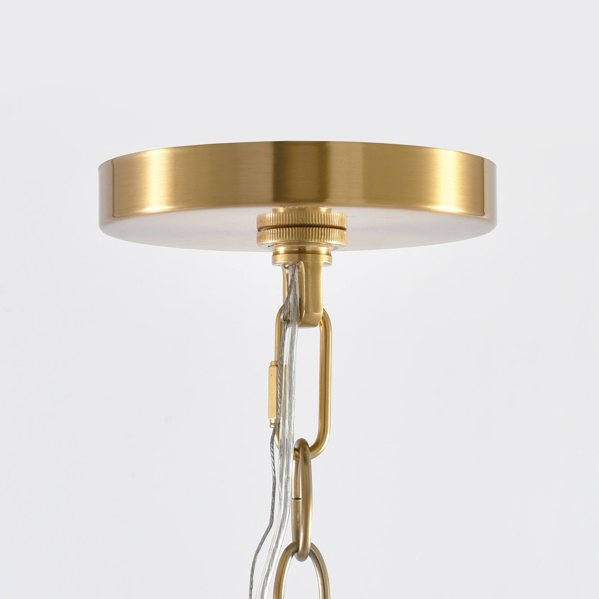 Alt View 5. Parrot Uncle - 26” 5-Light Gold Chandelier with Glass Shade - Gold.
