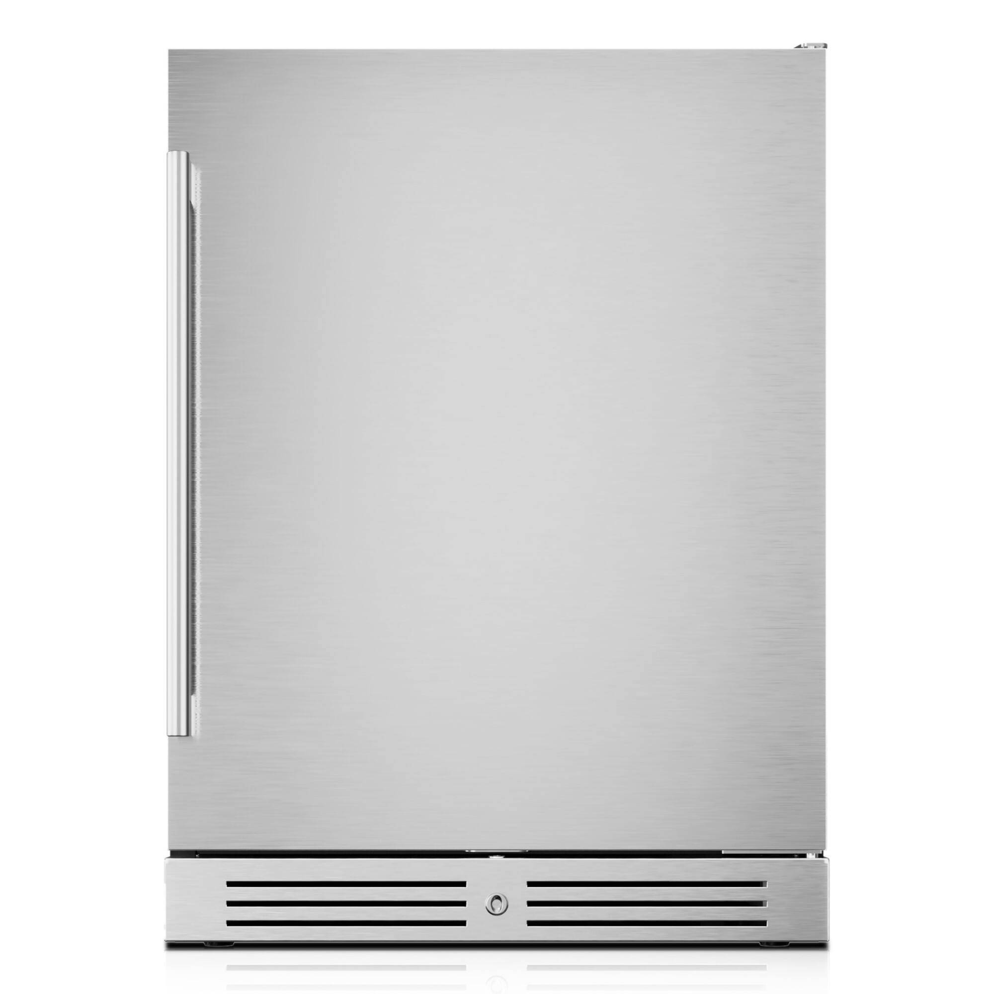 Angle. Yeego - 24" Stainless Steel Beverage Cooler, Holds 160 Cans, Indoor/Outdoor Refrigerator - Stainless Steel.