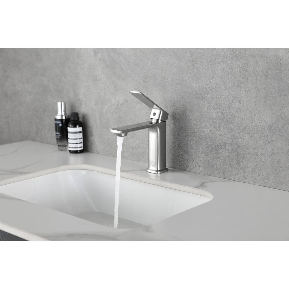 Alt View 10. Elegant Kitchen and Bath - Lena Single Hole Single Handle Bathroom Faucet in Brushed Nickel - Brushed Nickel.