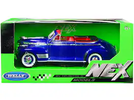 1941 Chevrolet Special Deluxe Convertible Interior "NEX Models" 1/24 Diecast Model Car by Welly - Blue Metallic with Red