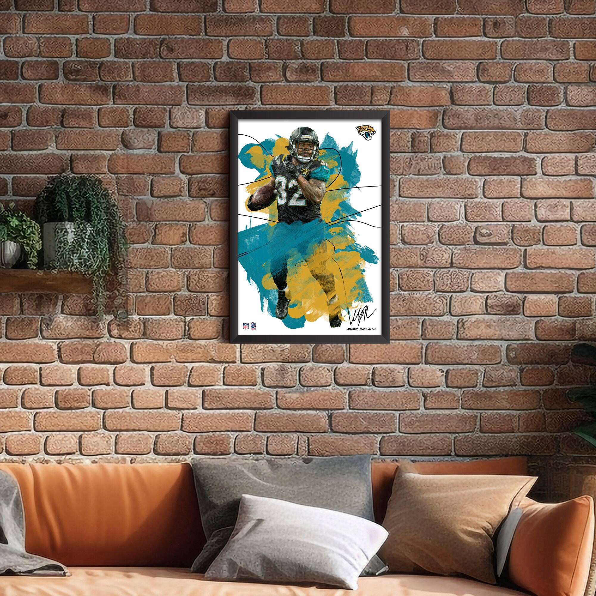 Alt View 1. Sporticulture - Maurice Jones-Drew 14" x 20" Brush Stroke Player Framed Art Print - Multicolor.