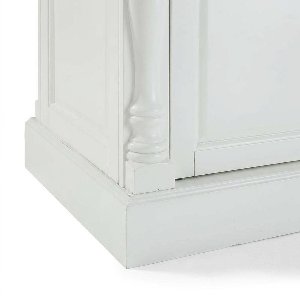 Back. FurniFact - White kitchen island with butcher block top and anti-tip safety feature - White.