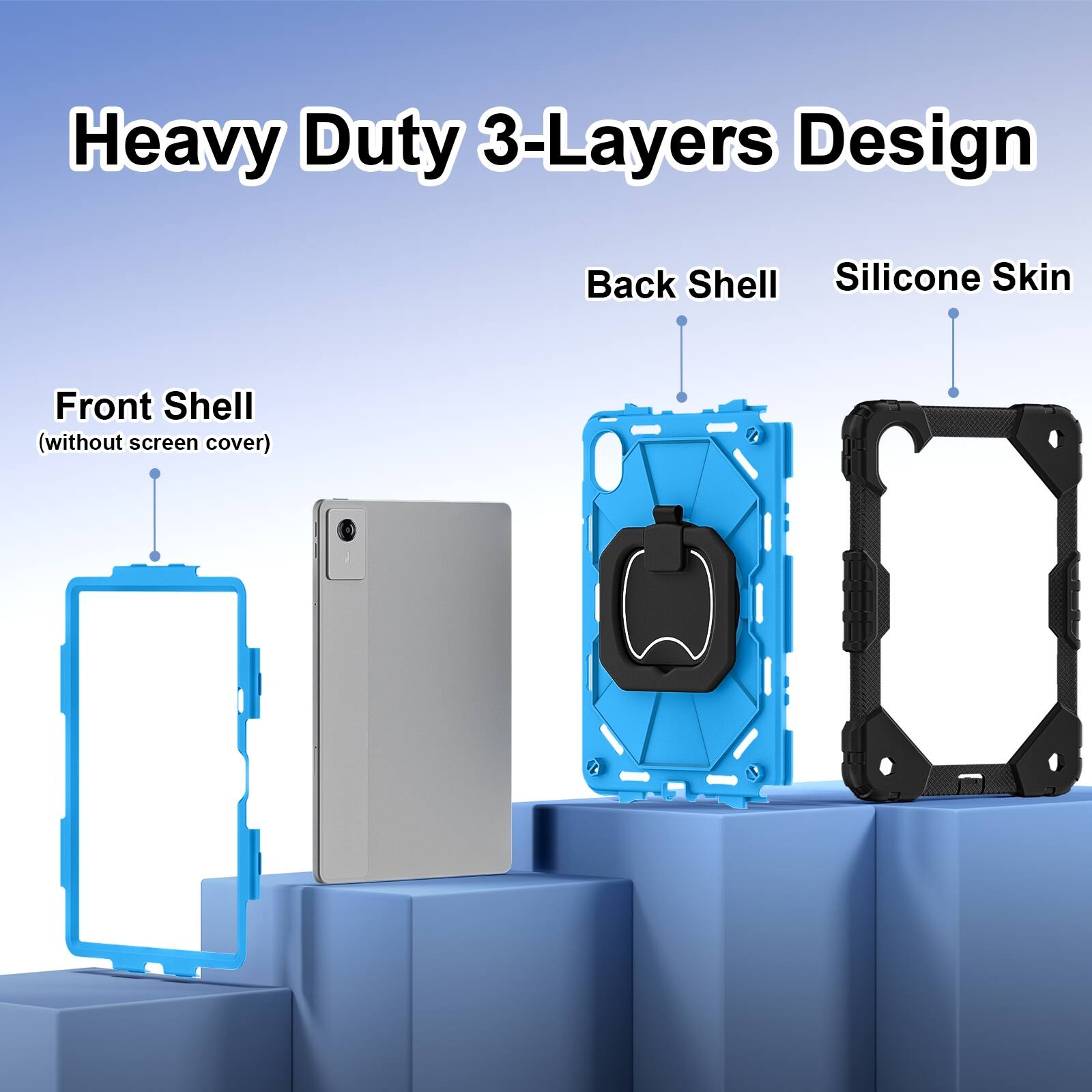 Heavy Duty 3-Layers Design

Back Shell Silicone Skin

Front Shell (without screen cover)