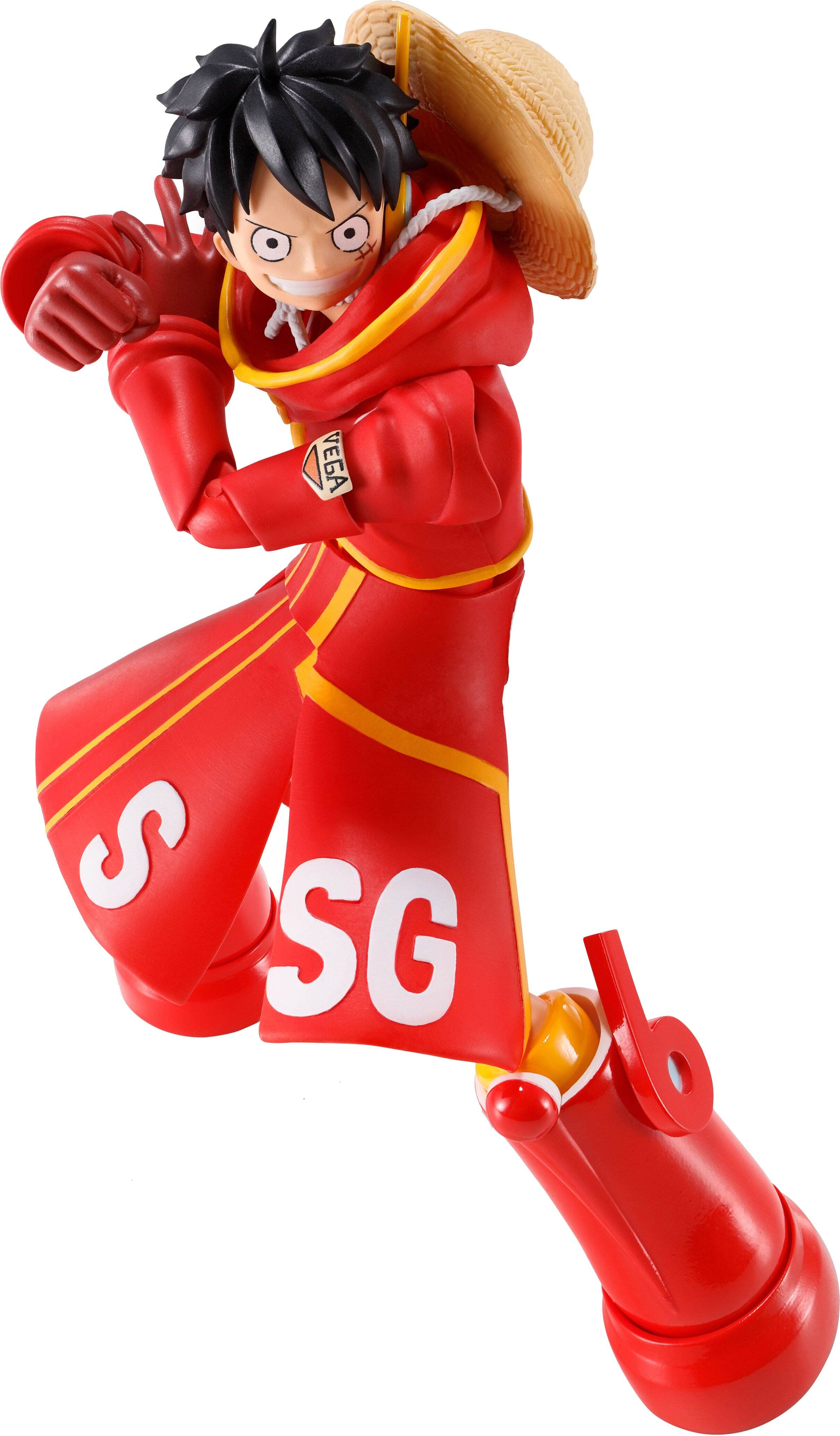 Angle. Bandai - Monkey D.Luffy - Future Island Egghead - One Piece - Tamashii Nations S.H. Figuarts 7.1" Figure.