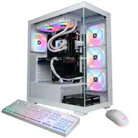 CyberPowerPC - Gaming Desktop - AMD Ryzen 7 8700F - AMD Radeon RX 9060 XT 16GB - 32GB DDR5 - 2TB PCIe 4.0 SSD - White - Front_Zoom
