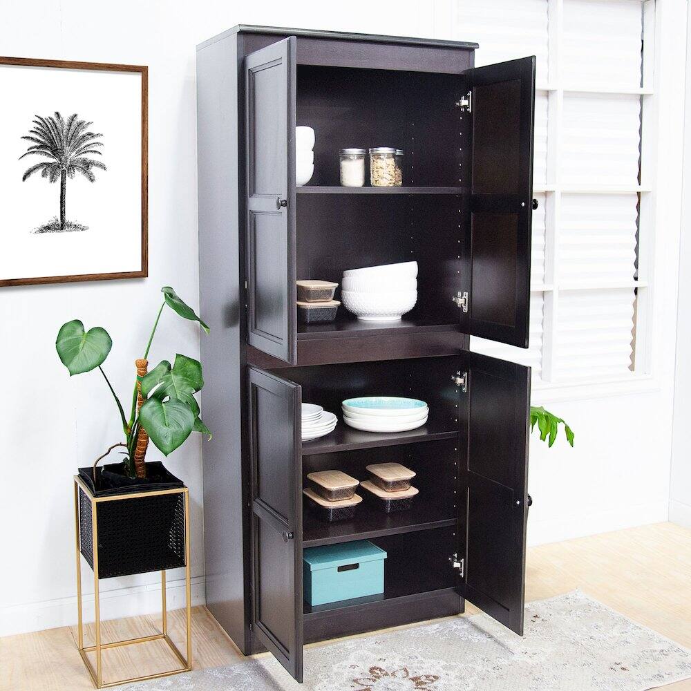 Alt View 4. Concepts in Wood - Multi use Storage Cabinet 5 Shelves Espresso Finish - Brown.