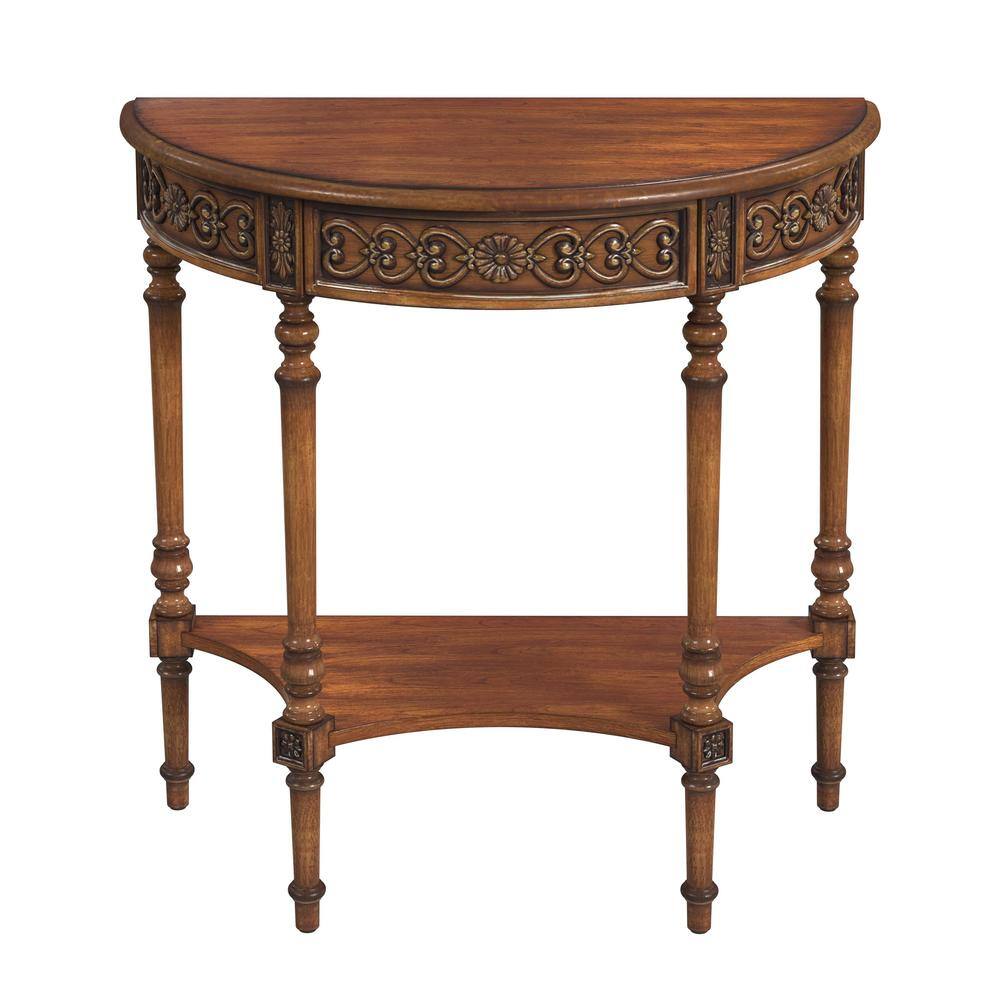 Alt View 3. Butler Specialty - Danelle Demilune Console Table - Medium Brown.