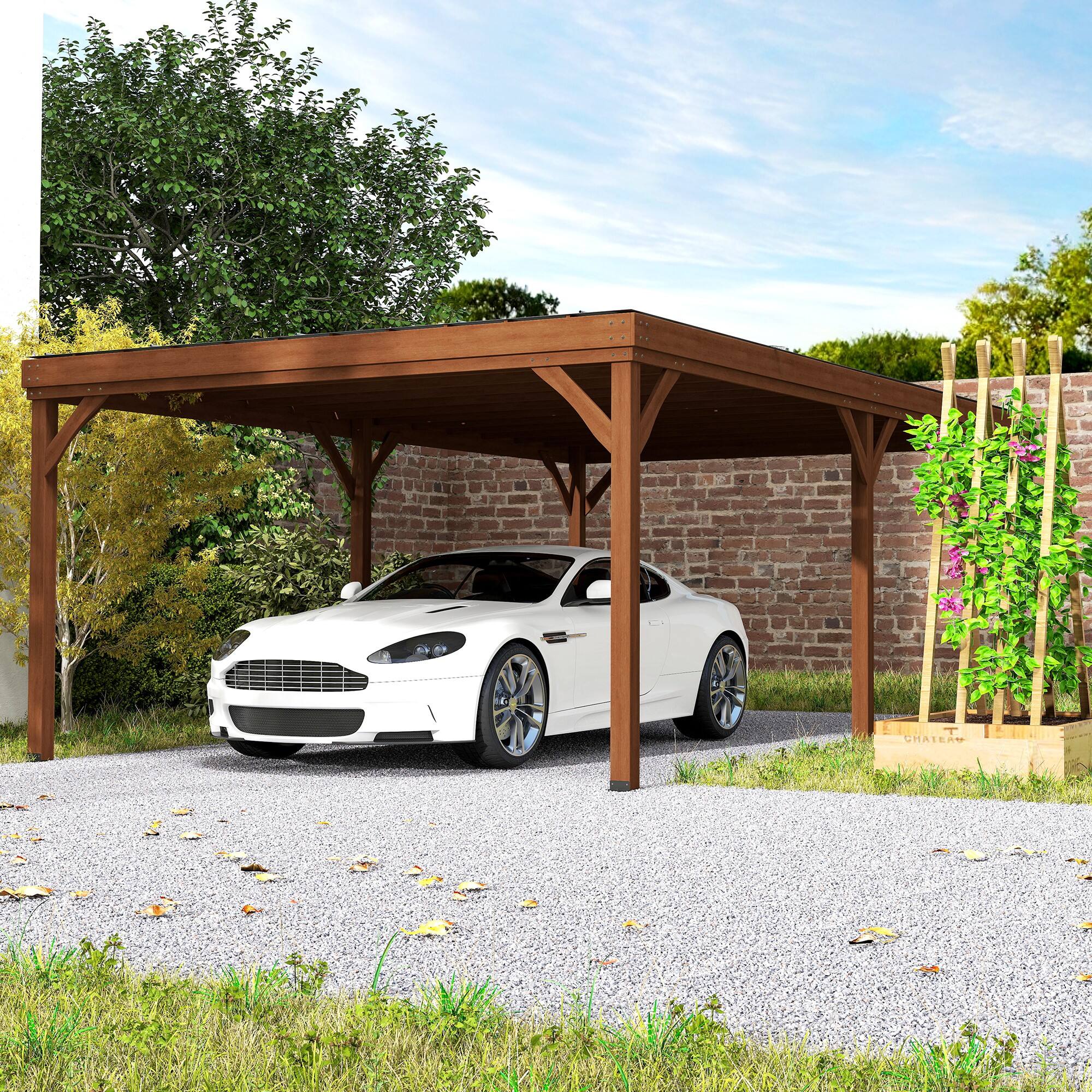 Alt View 4. Outsunny - 12' x 20' Outdoor Pergola, Wood Gazebo Grape Trellis with Concrete Anchors for Climbing Plant Support - Brown.