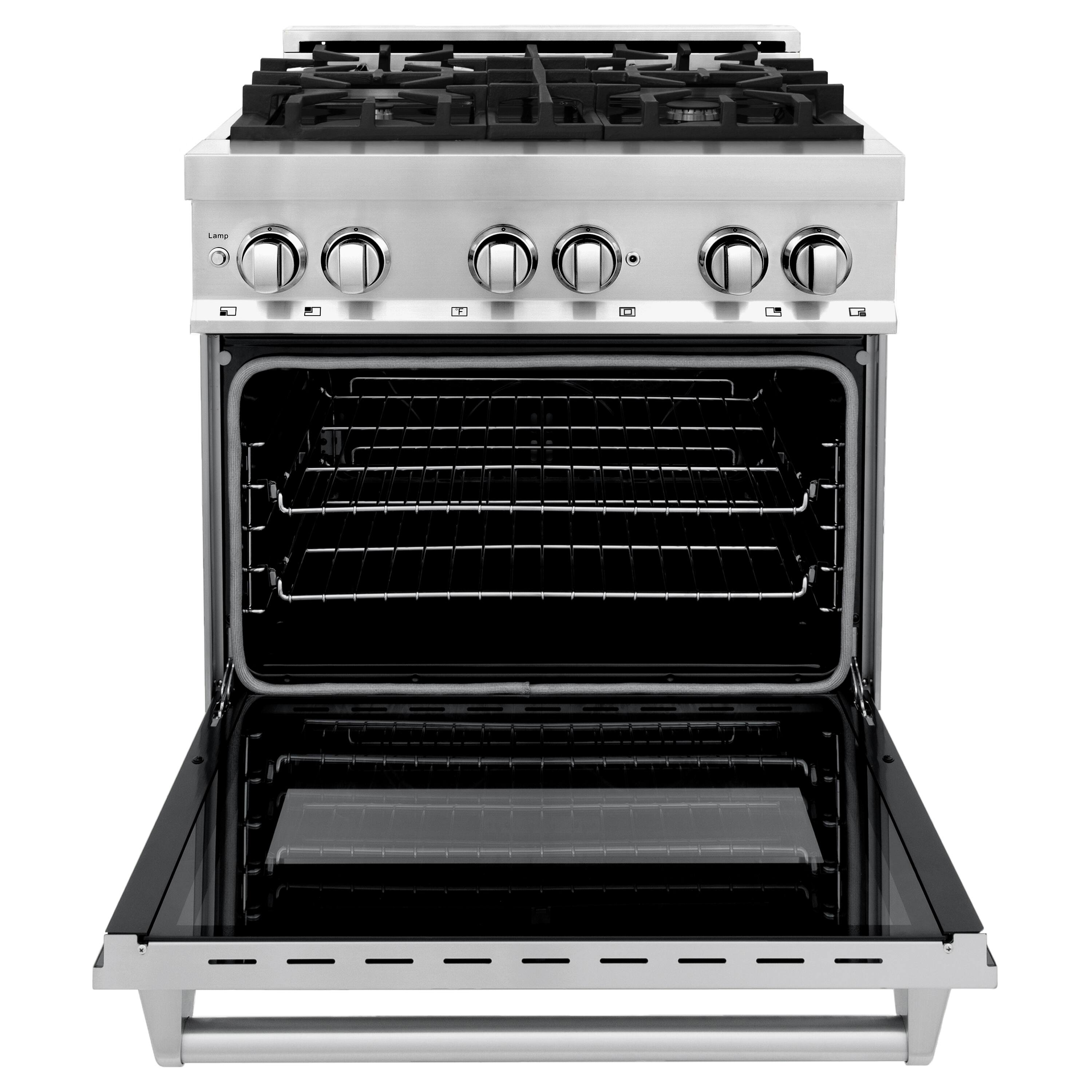 Angle. ZLINE - 30 in. 4.0 cu. ft. Legacy Freestanding Dual Fuel Range with 6 Burners and Electric Convection Oven in Stainless Steel - Stainless steel.